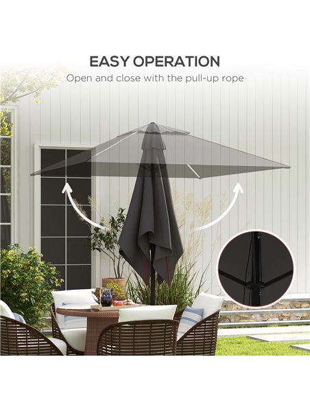Outsunny Garden Parasol Umbrella with Air Vent, Outdoor Market Table Sunshade Canopy with Decorative Edging, Grey 84D-301V00CG - pic 54903 | FastDaddyshop