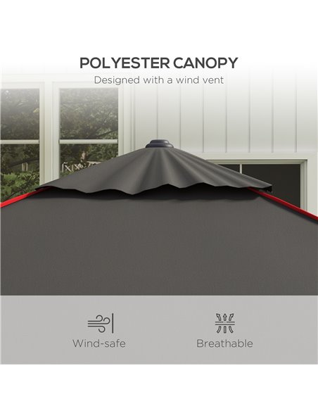 Outsunny Garden Parasol Umbrella with Air Vent, Outdoor Market Table Sunshade Canopy with Decorative Edging, Grey 84D-301V00CG - pic 54904 | FastDaddyshop