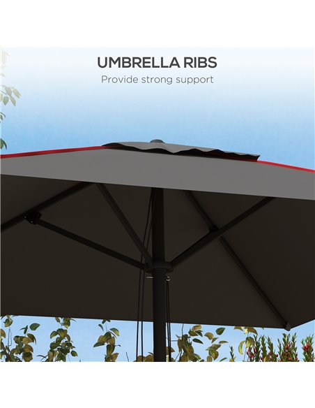 Outsunny Garden Parasol Umbrella with Air Vent, Outdoor Market Table Sunshade Canopy with Decorative Edging, Grey 84D-301V00CG - pic 54905 | FastDaddyshop