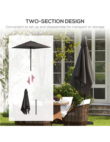 Outsunny Garden Parasol Umbrella with Air Vent, Outdoor Market Table Sunshade Canopy with Decorative Edging, Grey 84D-301V00CG