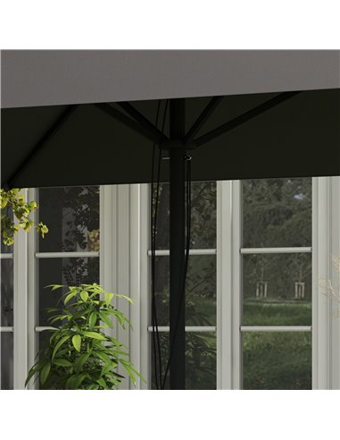 Outsunny Garden Parasol Umbrella with Air Vent, Outdoor Market Table Sunshade Canopy with Decorative Edging, Grey 84D-301V00CG