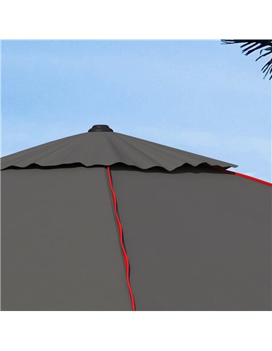 Outsunny Garden Parasol Umbrella with Air Vent, Outdoor Market Table Sunshade Canopy with Decorative Edging, Grey 84D-301V00CG
