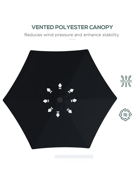 Outsunny 3(m) Garden Parasol Cantilever Umbrella with Solar LED, Cross Base and Waterproof Cover, Black 84D-266V00BK - pic 54914 | FastDaddyshop