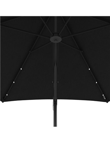 Outsunny 3(m) Garden Parasol Cantilever Umbrella with Solar LED, Cross Base and Waterproof Cover, Black 84D-266V00BK
