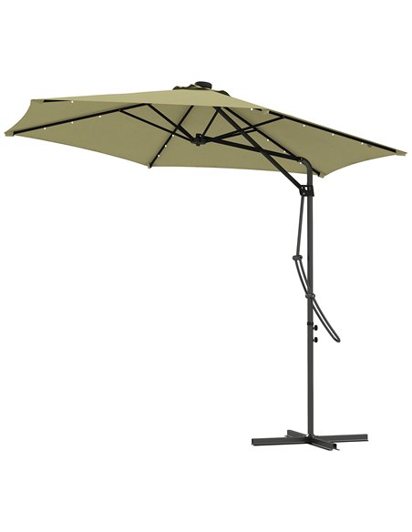 Outsunny 3(m) Garden Parasol Cantilever Umbrella with Solar LED, Beige 84D-266V00BG - pic 54918 | FastDaddyshop
