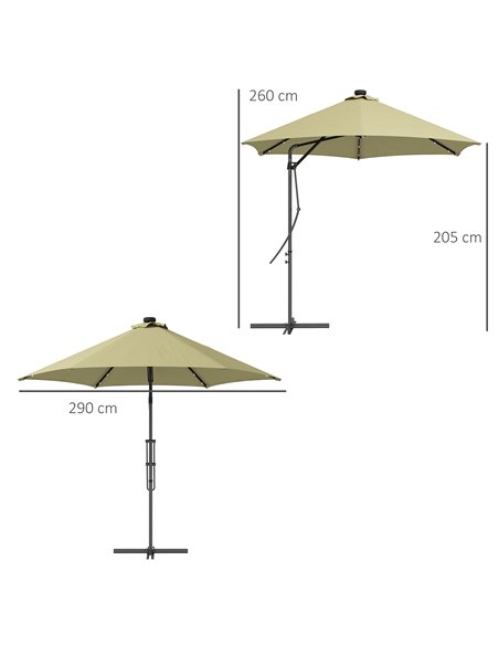 Outsunny 3(m) Garden Parasol Cantilever Umbrella with Solar LED, Cross Base and Waterproof Cover, Beige 84D-266V00BG - pic 54920 | FastDaddyshop
