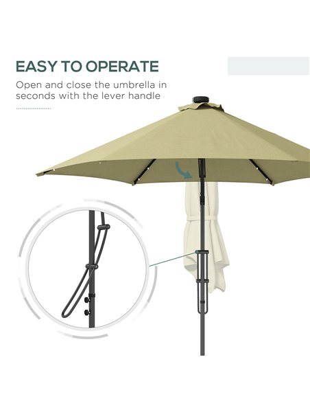 Outsunny 3(m) Garden Parasol Cantilever Umbrella with Solar LED, Cross Base and Waterproof Cover, Beige 84D-266V00BG - pic 54921 | FastDaddyshop
