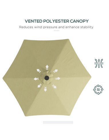 Outsunny 3(m) Garden Parasol Cantilever Umbrella with Solar LED, Cross Base and Waterproof Cover, Beige 84D-266V00BG