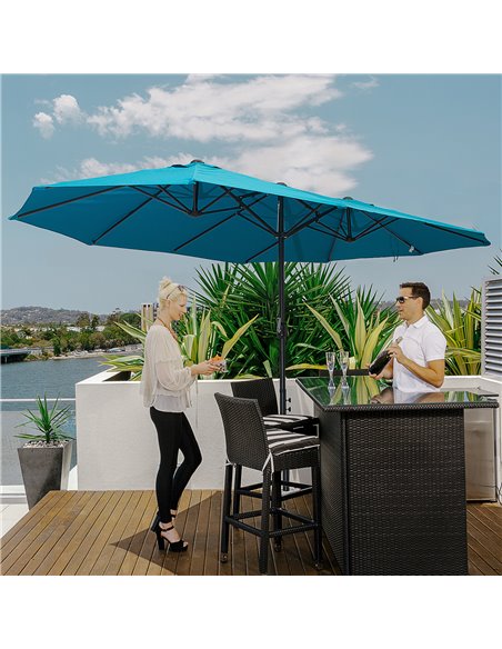 Outsunny 4.6m Double-Sided Patio Parasol Sun Umbrella-Blue 84D-031V01NU - pic 54928 | FastDaddyshop
