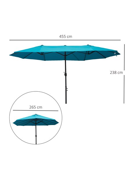 Outsunny 4.6m Double-Sided Patio Parasol Sun Umbrella-Blue 84D-031V01NU - pic 54929 | FastDaddyshop