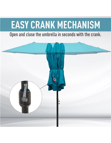 Outsunny 4.6m Double-Sided Patio Parasol Sun Umbrella-Blue 84D-031V01NU - pic 54931 | FastDaddyshop