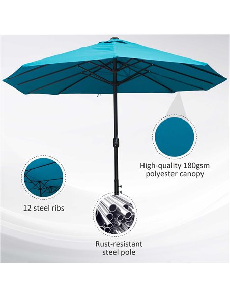 Outsunny 4.6m Double-Sided Patio Parasol Sun Umbrella-Blue 84D-031V01NU - pic 54933 | FastDaddyshop