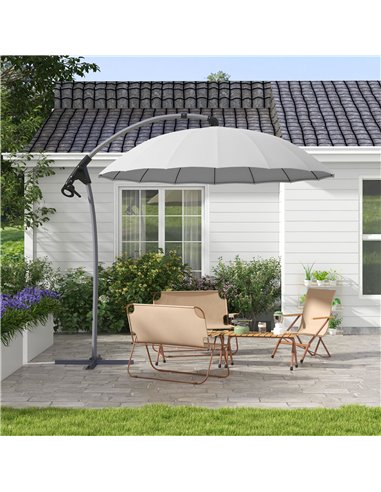 Outsunny Cantilever Parasol 2.7m with Sturdy Cross Base, UV Protection, Easy Adjust, Grey 84D-268V00GY