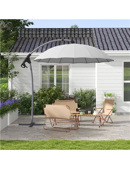 Outsunny Cantilever Parasol 2.7m with Sturdy Cross Base, UV Protection, Easy Adjust, Grey 84D-268V00GY - pic 54937 | FastDaddyshop