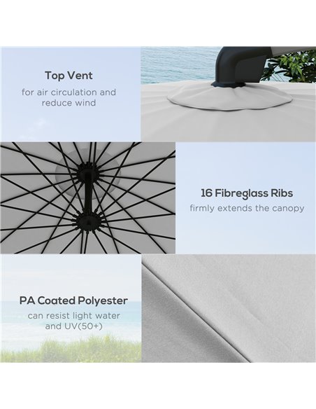 Outsunny Cantilever Parasol 2.7m with Sturdy Cross Base, UV Protection, Easy Adjust, Grey 84D-268V00GY - pic 54940 | FastDaddyshop