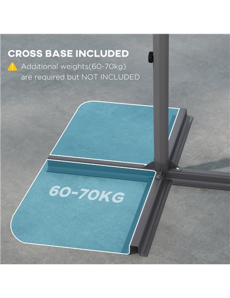 Outsunny Cantilever Parasol 2.7m with Sturdy Cross Base, UV Protection, Easy Adjust, Grey 84D-268V00GY - pic 54941 | FastDaddyshop