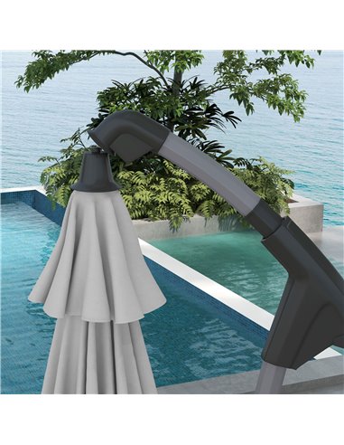 Outsunny Cantilever Parasol 2.7m with Sturdy Cross Base, UV Protection, Easy Adjust, Grey 84D-268V00GY