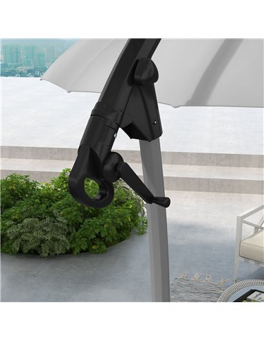 Outsunny Cantilever Parasol 2.7m with Sturdy Cross Base, UV Protection, Easy Adjust, Grey 84D-268V00GY