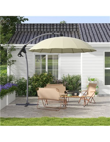 Outsunny 2.7m Cantilever Parasol, with Cross Base - Beige 84D-268V00BG