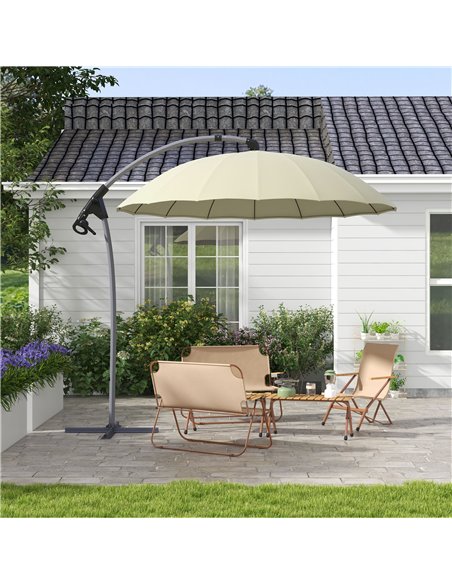 Outsunny 2.7m Cantilever Parasol, with Cross Base - Beige 84D-268V00BG - pic 54946 | FastDaddyshop