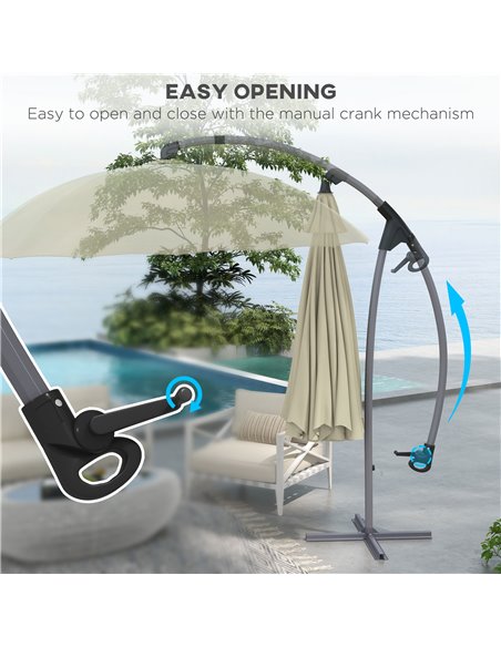 Outsunny 2.7m Cantilever Parasol, with Cross Base - Beige 84D-268V00BG - pic 54948 | FastDaddyshop