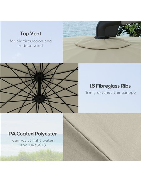 Outsunny 2.7m Cantilever Parasol, with Cross Base - Beige 84D-268V00BG - pic 54949 | FastDaddyshop