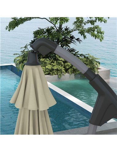 Outsunny 2.7m Cantilever Parasol, with Cross Base - Beige 84D-268V00BG