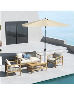 Outsunny Rectangular Garden Parasol 2x3m, Market Umbrella, Cream 84D-158V01CW 2