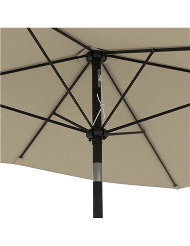 Outsunny Rectangular Garden Parasol 2x3m, Market Umbrella with Crank and Push Button Tilt, 6 Ribs, Aluminium Pole, Cream 84D-158