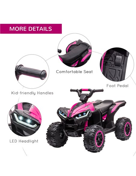 HOMCOM 12V Quad Bike with Forward Reverse Functions, Ride on Car ATV Toy with High/Low Speed, Slow Start, Suspension System, Hor - pic 5497 | FastDaddyshop