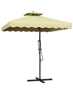 Outsunny 2.5m Square Double Top Garden Parasol Cantilever, Beige 84D-267V00BG