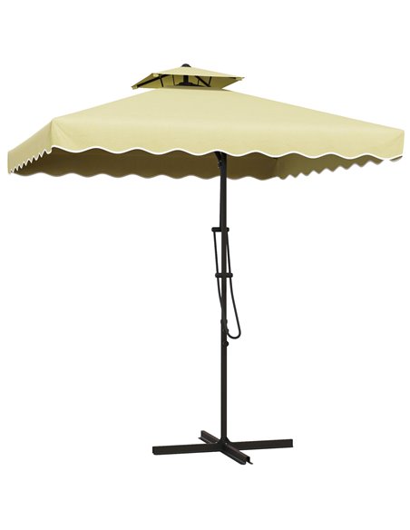 Outsunny 2.5m Square Double Top Garden Parasol Cantilever, Beige 84D-267V00BG - pic 54972 | FastDaddyshop