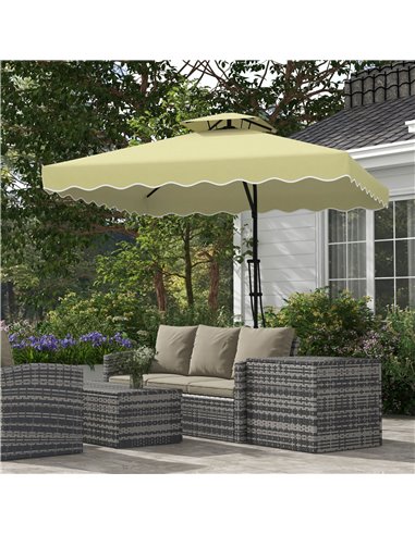Outsunny 2.5m Square Double Top Garden Parasol Cantilever, Beige 84D-267V00BG