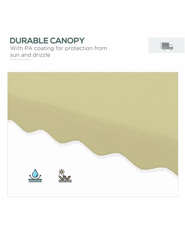 Outsunny 2.5m Square Double Top Garden Parasol Cantilever Umbrella with Ruffles, Beige 84D-267V00BG