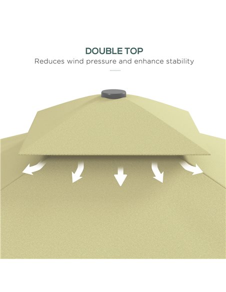 Outsunny 2.5m Square Double Top Garden Parasol Cantilever Umbrella with Ruffles, Beige 84D-267V00BG - pic 54977 | FastDaddyshop
