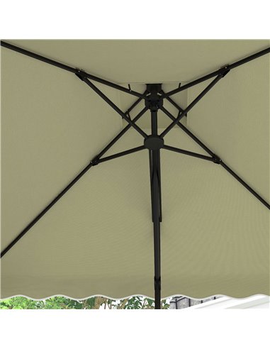 Outsunny 2.5m Square Double Top Garden Parasol Cantilever Umbrella with Ruffles, Beige 84D-267V00BG