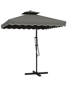 Outsunny 2.5m Square Double Top Garden Parasol Cantilever, Dark Grey 84D-267V00CG