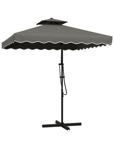Outsunny 2.5m Square Double Top Garden Parasol Cantilever, Dark Grey 84D-267V00CG - pic 54981 | FastDaddyshop