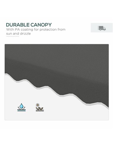 Outsunny 2.5m Square Double Top Garden Parasol Cantilever Umbrella with Ruffles, Dark Grey 84D-267V00CG