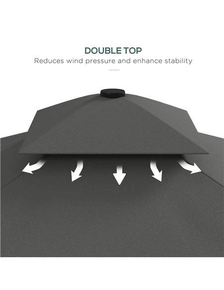 Outsunny 2.5m Square Double Top Garden Parasol Cantilever Umbrella with Ruffles, Dark Grey 84D-267V00CG - pic 54986 | FastDaddyshop