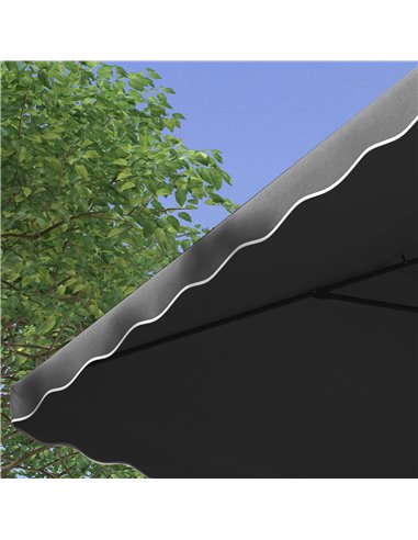Outsunny 2.5m Square Double Top Garden Parasol Cantilever Umbrella with Ruffles, Dark Grey 84D-267V00CG