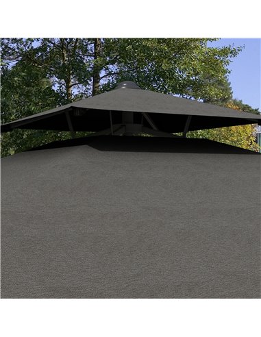 Outsunny 2.5m Square Double Top Garden Parasol Cantilever Umbrella with Ruffles, Dark Grey 84D-267V00CG