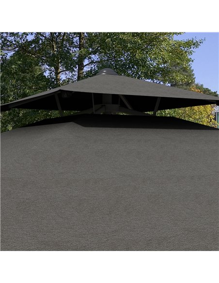 Outsunny 2.5m Square Double Top Garden Parasol Cantilever Umbrella with Ruffles, Dark Grey 84D-267V00CG - pic 54989 | FastDaddyshop