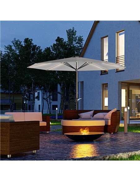 Outsunny Patio Umbrella with Solar-Powered LED Lights, Light Grey 84D-315V00LG - pic 54991 | FastDaddyshop