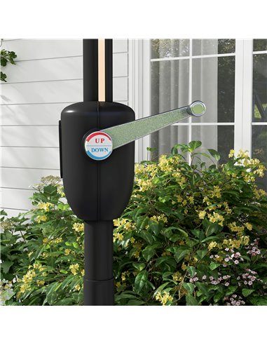 Outsunny Patio Umbrella with Solar-Powered LED Lights, Outdoor Parasol with Crank Handle, Light Grey 84D-315V00LG