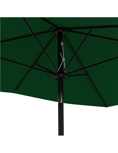 Outsunny Rectangular Outdoor Parasol Market Umbrella with Crank & Push Button Tilt, 6 Ribs, Aluminium Pole, 2 x 3(m), Green 84D-