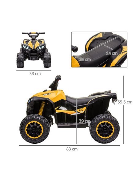 HOMCOM 12V Quad Bike with Forward Reverse Functions, Ride on Car ATV Toy with High/Low Speed, Slow Start, Suspension System, Hor - pic 5501 | FastDaddyshop