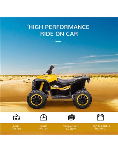 HOMCOM 12V Quad Bike with Forward Reverse Functions, Ride on Car ATV Toy with High/Low Speed, Slow Start, Suspension System, Hor