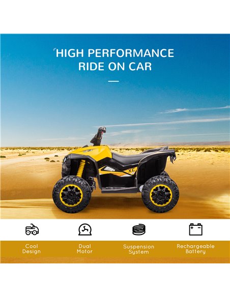 HOMCOM 12V Quad Bike with Forward Reverse Functions, Ride on Car ATV Toy with High/Low Speed, Slow Start, Suspension System, Hor - pic 5502 | FastDaddyshop