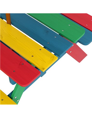 Outsunny Wooden Kids Table and Chair Set with Removable Parasol, for Ages 3-6 Years - Multicoloured 3E2-003V00MX